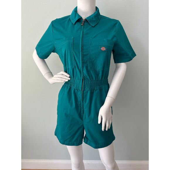 Dickies Short Sleeve Romper Vale Shortalls Teal Blue Playsuit size Small - Picture 4 of 10
